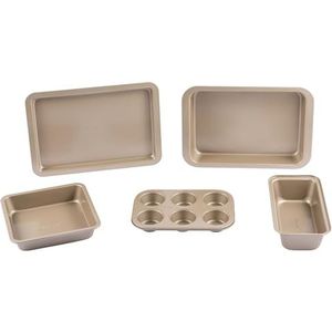 Salter BW12603GEU7 Bakes Bakes Set van 5 bakjes - Braadpan met antiaanbaklaag - Vierkante bakvorm, broodvorm, muffinvorm, ovenvast tot 220 °C, PFOA-vrij, voor