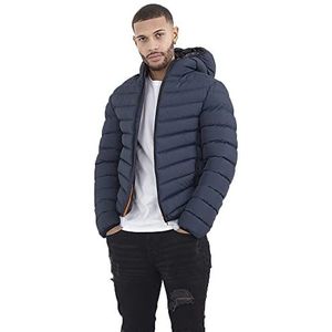 Heren Brave Soul Grant Gewatteerde Hooded Puffer Jacket met elastische versieringen, Azul Marino, S