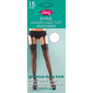 Silky Dames/Dames Shine Kanten Kousen (1 Paar) (Medium) (Wit)