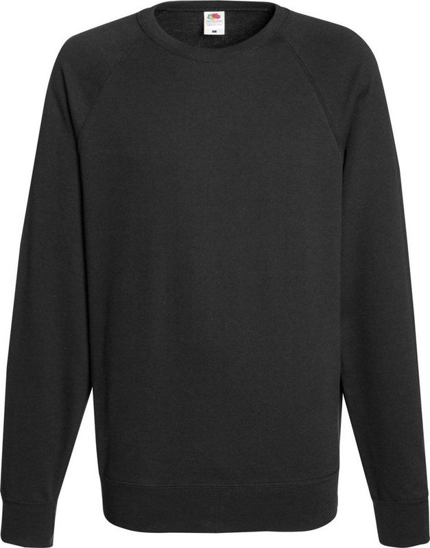 Fruit Of The Loom - Lichtgewicht Raglan Sweatshirt - Zwart - 240 GSM