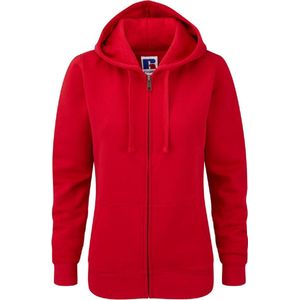 Russell Dames Premium Authentieke Hoodie met rits (3-laagse stof) (Klassiek rood)