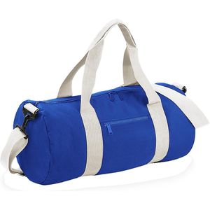 Bagbase Gewoon Varsity Barrel / Duffle Bag (20 Liter) (Helder koninklijk/off-wit)
