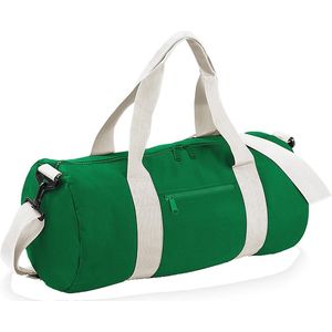Bagbase Plain Varsity Barrel / Duffle Bag (20 liter) (One Size) (Kelly Green/Off White)