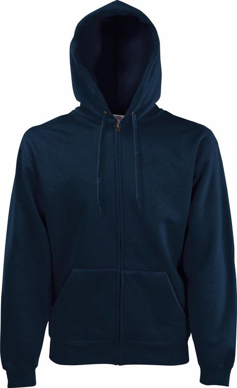 Fruit Of The Loom - Premium Hooded Zip-Up Sweatshirt - Donker Marine - 70% Katoen, 30% Polyester