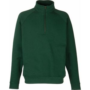 Fruit Of The Loom - Premium Ritssluiting Neck Sweatshirt - Bottle Groen - 70% Polyester, 30% Katoen