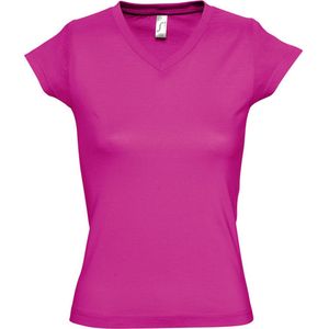 SOLS Dames dames Maan V Hals T-Shirt met korte mouwen (Fuchsia)