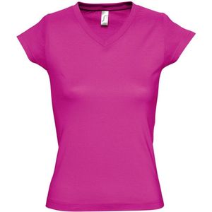 SOLS Dames dames Maan V Hals T-Shirt met korte mouwen (Fuchsia)