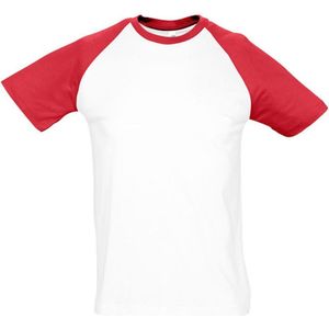 SOLS Heren Funky Contrast T-Shirt met korte mouwen (Wit rood)
