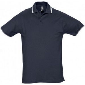 SOLS Herenpraktijk getipt Pique korte mouw Poloshirt (Marine Wit)