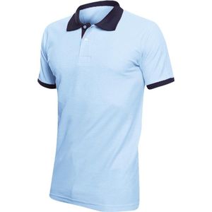 SOLS Prins Unisex Contrast Pique Korte Mouw Katoenen Poloshirt (Hemelsblauw/Franse marine)