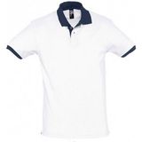 SOLS Prins Unisex Contrast Pique Korte Mouw Katoenen Poloshirt (Witte franse marine)