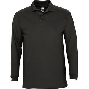 SOLS - Heren-Winter II - Poloshirt - Zwart - Lange Mouwen - Piqué Katoen