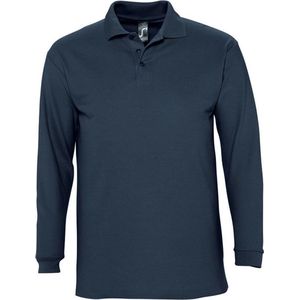 SOLS - Heren-Winter II - Poloshirt - Marine - Lange Mouwen - Piqué Katoen