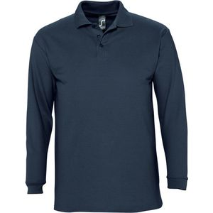 SOLS - Heren-Winter II - Poloshirt - Marine - Lange Mouwen - Piqué Katoen