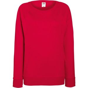 Fruit OF The Loom - Dames Getailleerd Lichtgewicht Raglan Sweatshirt - Rood - 240 GSM
