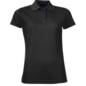 SOLS Dames dames Performer korte mouw Pique Polo Shirt (Zwart)