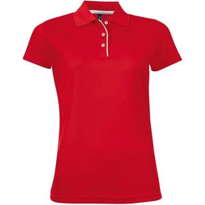 SOLS Dames dames Performer korte mouw Pique Polo Shirt (Rood)
