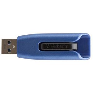 Verbatim V3 Max USB-stick - 128 GB, snel USB-geheugen met USB 3.0, tot 300 Mbit/s overdrachtssnelheid, met schuifmechanisme, blauw