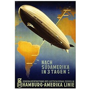 Wee Blue Coo Reisschip Zeppelin Zuid-Amerika Duitsland muurschildering