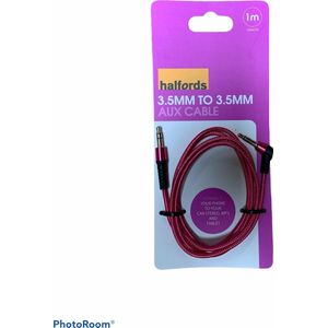 AUX Kabel Halfords 1 meter NEON Pink anti tangle