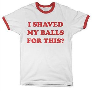 Birds of Prey Officieel gelicenseerd I Shaved My Balls For This Ringer Mannen T-shirt (wit-rood), XL