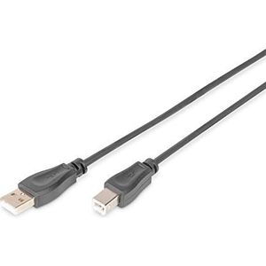 DIGITUS USB 2.0-aansluitkabel - 1,8 m - USB A (mannelijk) naar USB B (mannelijk) - 480 Mbit/s - aansluitkabel, USB-kabel - zwart