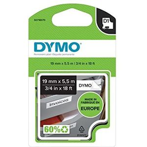 DYMO - D1 Labels - 12 mm x 5,5 m - Zwart op Wit - Duurzaam Polyester