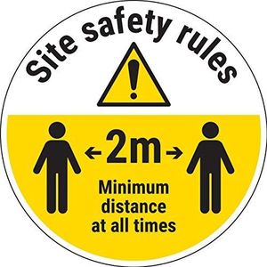 Vsafety website-veiligheidsregels, houd 2 m afstand – 300 mm x 300 mm – vloersticker