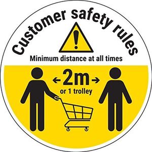 Vsafety Customer Rules - Keep One Trolly Away - 300 mm x 300 mm - vloersticker