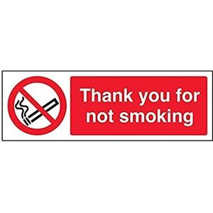 VSafety 57009AX-S ""Thank You For Not Smoking"" Verbodsbord, Zelfklevend, Landschap, 300 mm x 100 mm, Zwart/Rood
