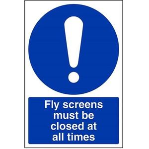 VSafety Vliegschermen moeten altijd gesloten worden - 200mm x 300mm - 1mm Rigid Plastic
