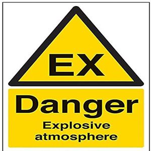 VSafety Danger, Explosive Atmosphere waarschuwingsbord - 200mm x 300mm - Zelfklevende Vinyl