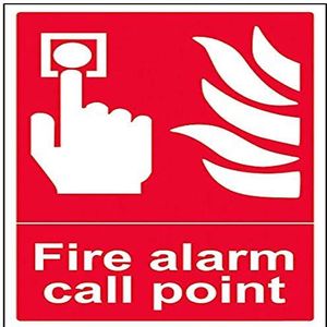 VSafety schild van hard plastic met brandalarm - staand formaat - 200 mm x 300 mm - 1 mm