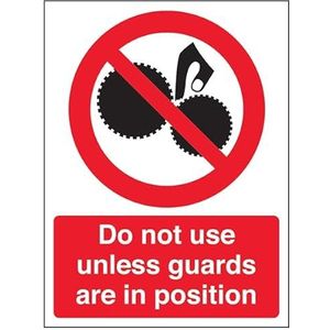 V Safety Magneet-veiligheidsschild ""Do not use unless guard in positie"", 200 x 300 mm