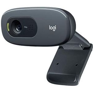 Logitech C270 HD Webcam, HD 720p/30fps, breedbeeld HD-video-oproep, HD lichtcorrectie, ruisonderdrukkende microfoon, voor Skype, FaceTime, Hangouts, WebEx, PC/Mac/Laptop/Macbook/Tablet - Grijs, 1 stuk