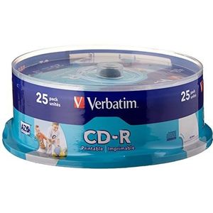 Verbatim CD-R AZO 700 MB - 52 keer brandsnelheid, bedrukbaar, krasbescherming, 25 Pack Spindle