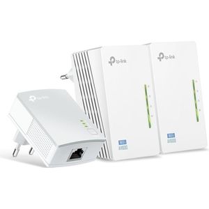 TP-Link Powerline 600 Mbps + Powerline WiFi 300 Mbps met Ethernet-poorten, Powerline 3-poorts kit - Breid je internetverbinding uit naar elke kamer in huis, TL-WPA4220T KIT