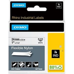 DYMO Rhino Industriële etiketten | flexibel nylon | 24 mm x 3,5 m | stickers bedrukt in zwart op witte achtergrond | voor Rhino en LabelManager labelapparaten