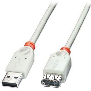 LINDY 5m USB 2.0 verlengkabel - Type A mannelijk naar vrouwelijk, grijs
