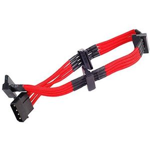 SilverStone SST-PP07-BTSR – 30 cm Molex op 4 SATA-verlengkabel, manchet, rood