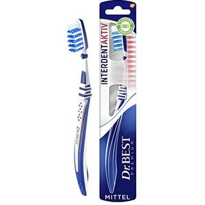 Dr.BEST Interdent Actieve tandenborstel, medium (1 stuk) – speciale borstelharen voor grondige, zachte reiniging. Driehoekige borstelharen reinigen effectief, afgeronde uiteinden beschermen het