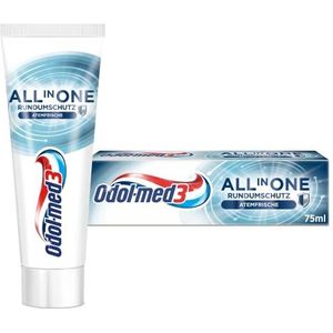 Odol-med3 All in One allround bescherming, frisse tandpasta, 75 ml, voor een zuiver en extra fris mondgevoel.