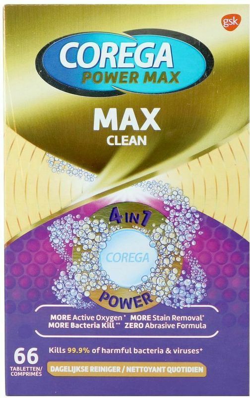 corega double power reinigingstabletten 66st