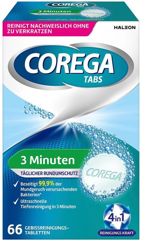 Corega 3 minuten kunstgebit reinigings tabs 66 stuks