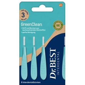 Dr.BEST GreenClean Interdental, maat 3, 6 stuks, interdentale borstels voor een zachte reiniging tussen de tanden