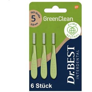 Dr.BEST GreenClean Interdental, maat 5, 6 stuks, interdentale borstels voor een zachte reiniging tussen de tanden