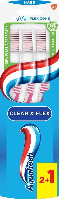 Aquafresh Tandenborstel Clean & Flex Hard 3 stuks