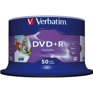 Verbatim DVD+R Wide Inkjet Printable No ID Brand 4,7 GB 50 stuk(s)
