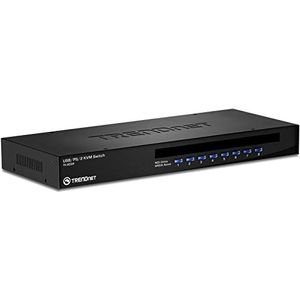 TRENDnet TK-803R 8-Port USB/PS2 Rack Mount KVM-switch, VGA & USB-poorten, ondersteunt USB & PS/2, apparaatbewaking, automatische scan, akoestische feedback, zwart - zwart