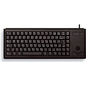CHERRY Compact Keyboard G84-4400, Duitse lay-out, QWERTZ-toetsenbord, bekabeld toetsenbord, mechanisch toetsenbord, ML-mechanisch, geïntegreerde optische trackball plus 2 muisknoppen, zwart